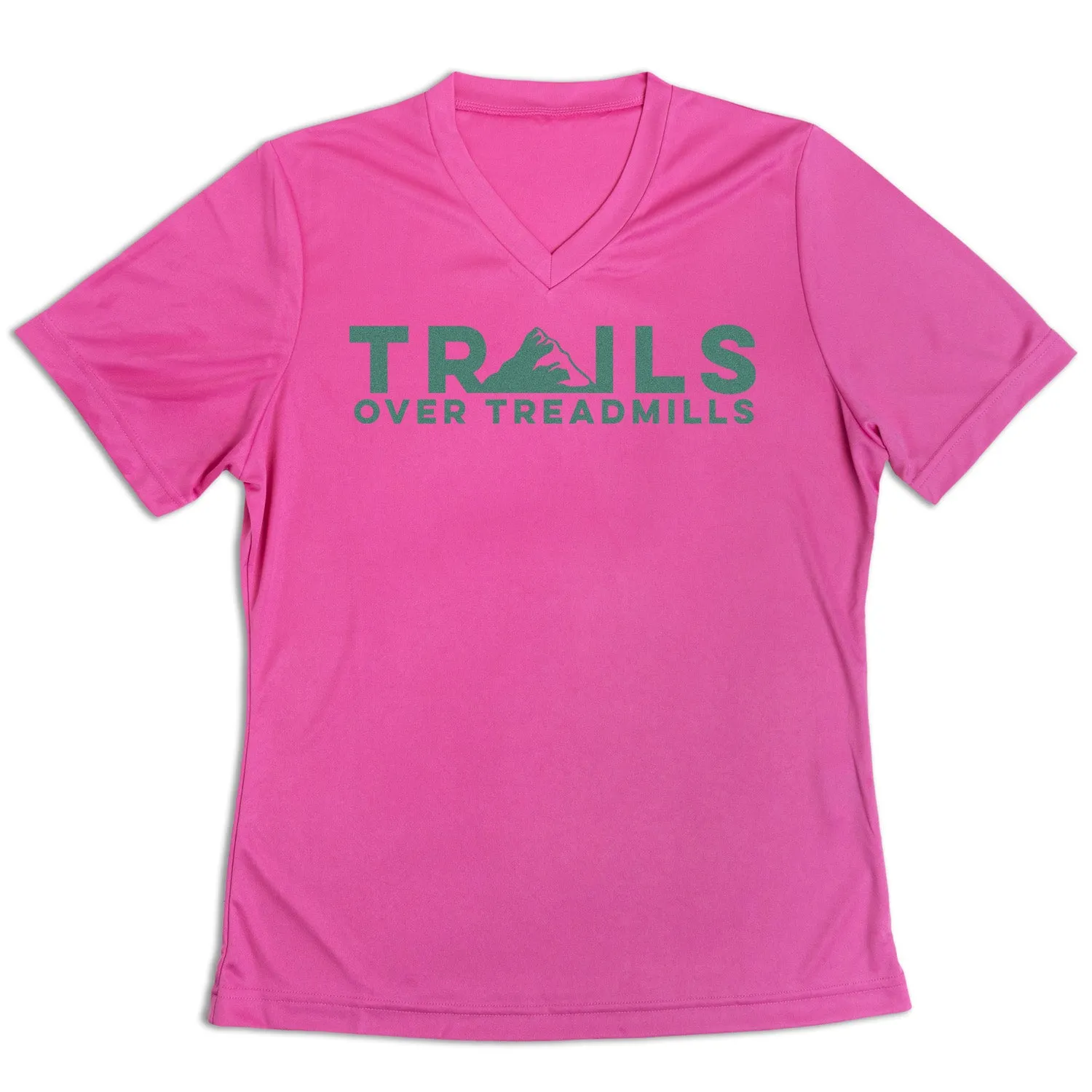 Women's Short Sleeve Tech Tee - Trails Over Treadmills Trendy Vibe