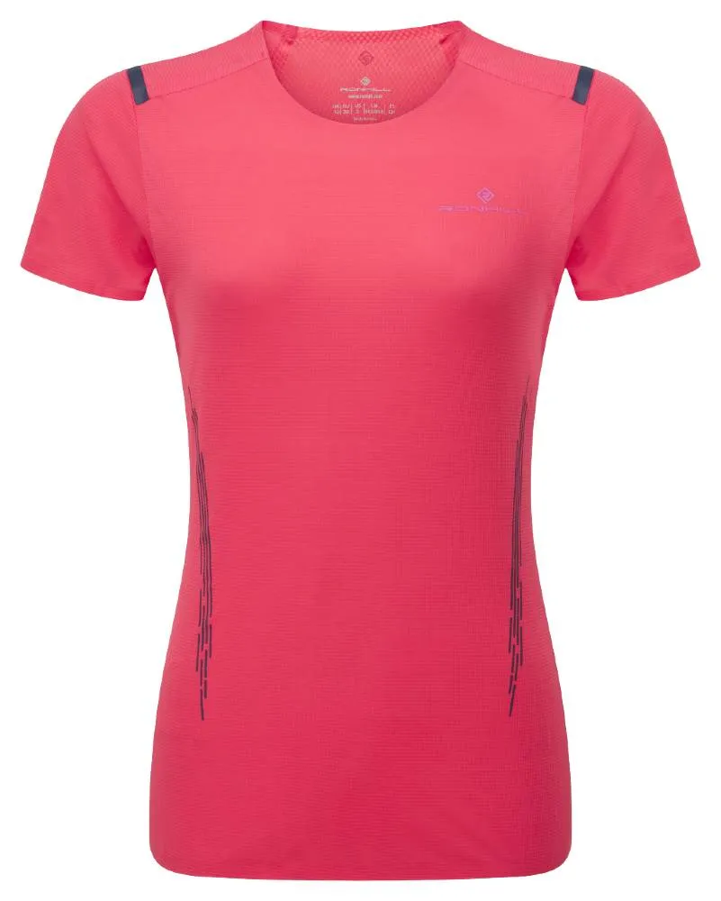 OekoTexCertified Subtle Details Ronhill Short Sleeve Race T-Shirt (Womens) - Sunset/Razzmatazz