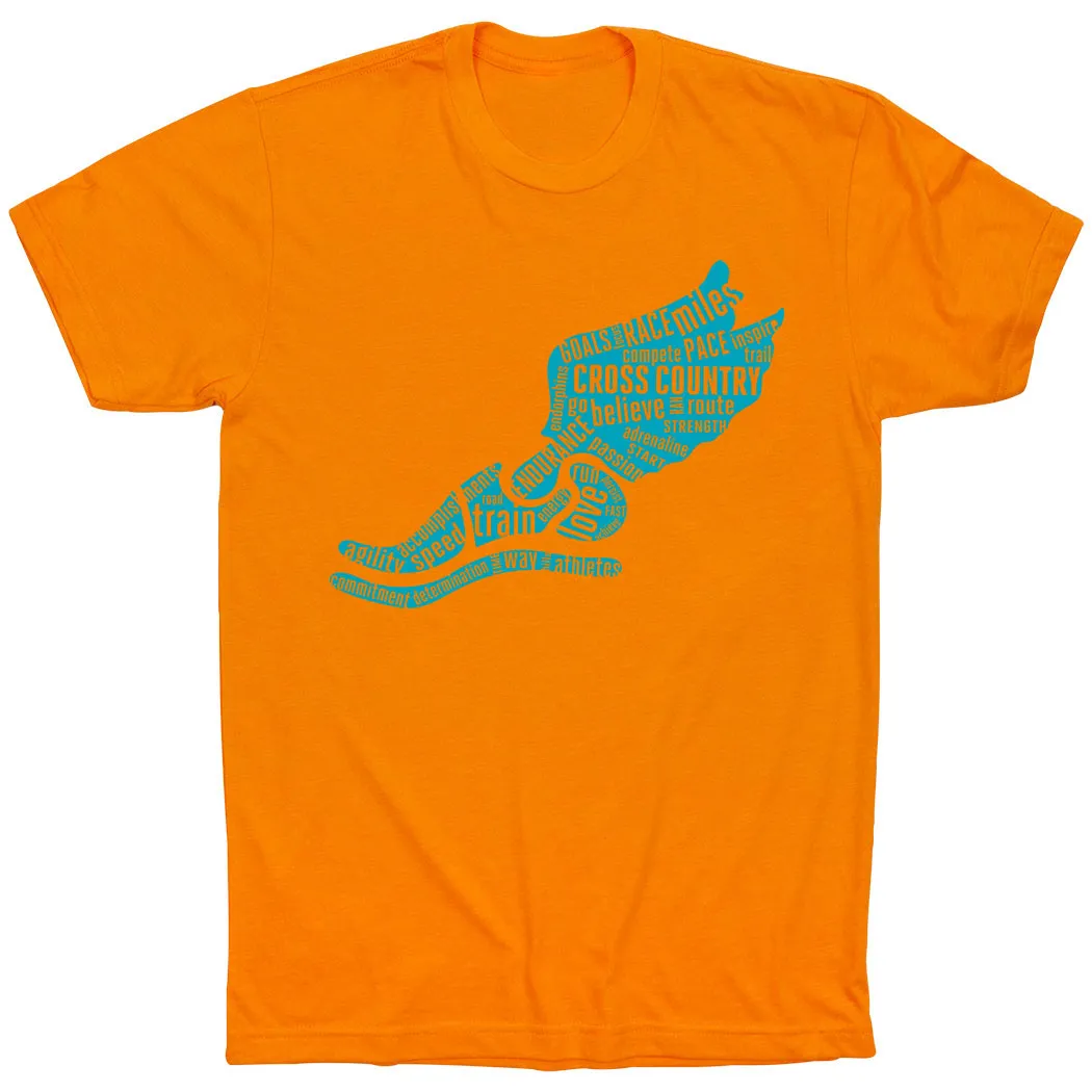Cross Country Short Sleeve T-Shirt - Winged Foot Inspirational Words FadeResistant Coating FlexibleCollarOptions