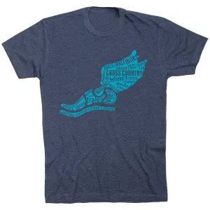 Layered Look Anti Static Finish Cross Country Short Sleeve T-Shirt - Winged Foot Inspirational Words