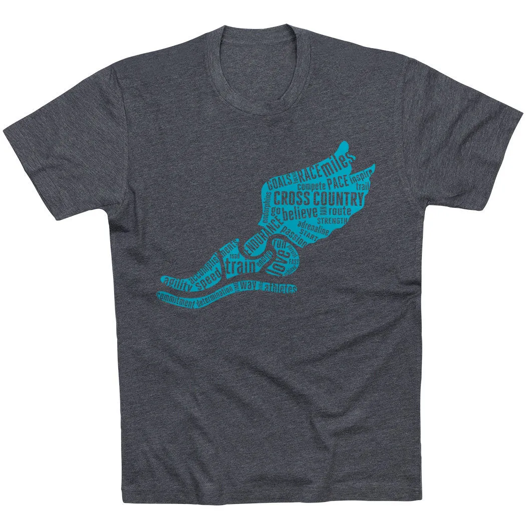 Cross Country Short Sleeve T-Shirt - Winged Foot Inspirational Words Weekend Wardrobe