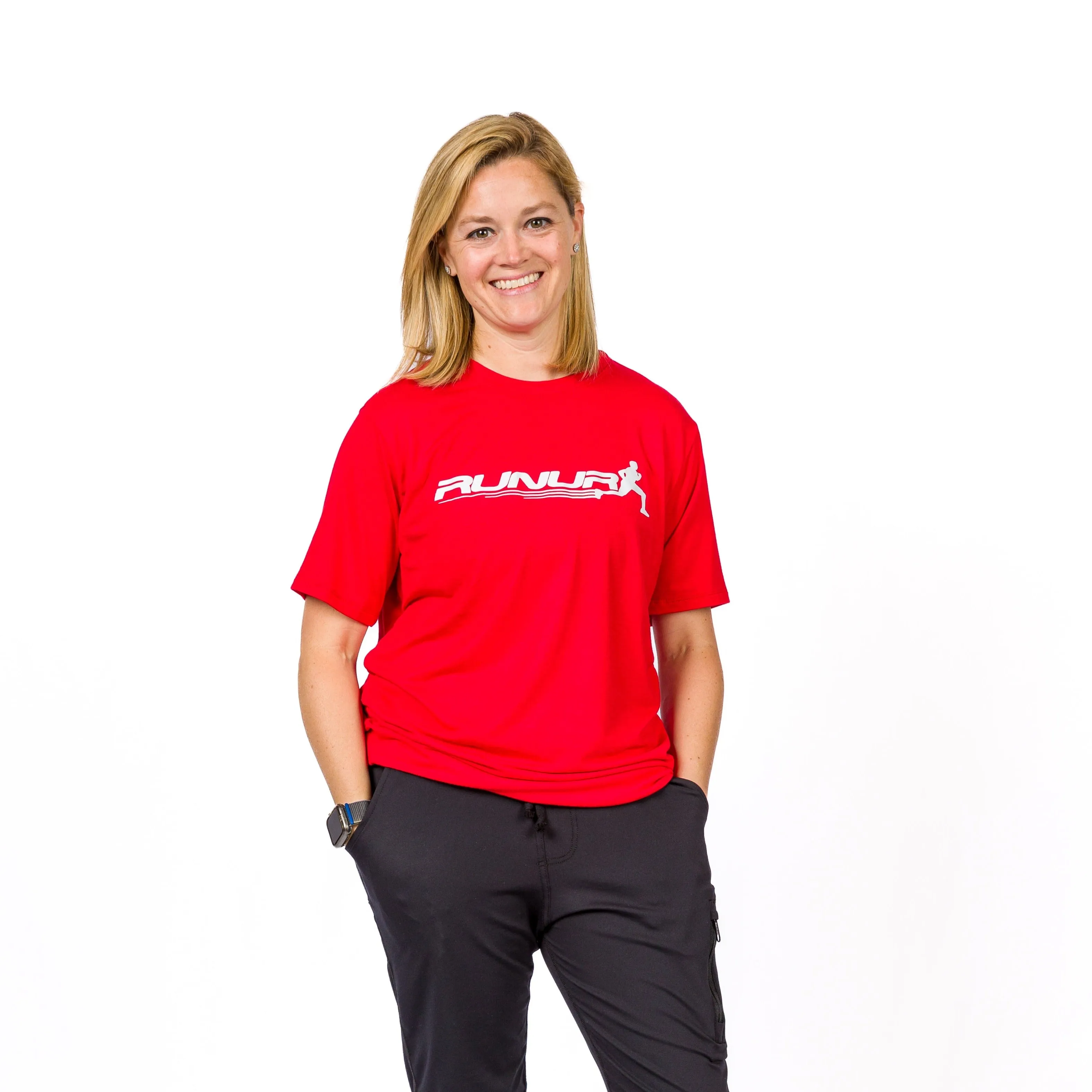 No Slip Shoulder Design SHORT SLEEVE TEE - RED SCARLET - THE RECOVERY