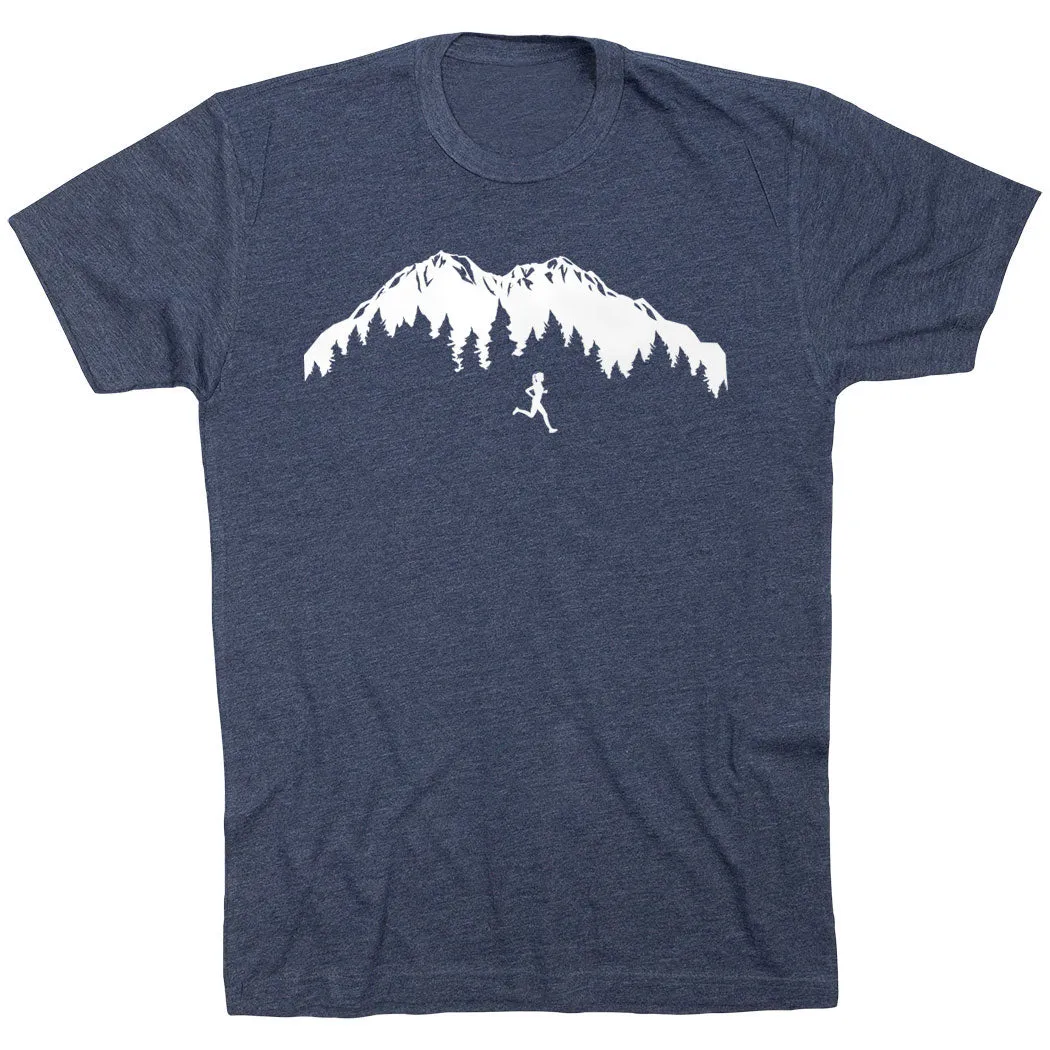 Running Short Sleeve T-Shirt - Trail Runner in the Mountains Daily Fashion