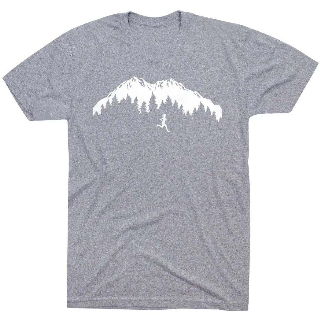 Bold Design Running Short Sleeve T-Shirt - Trail Runner in the Mountains