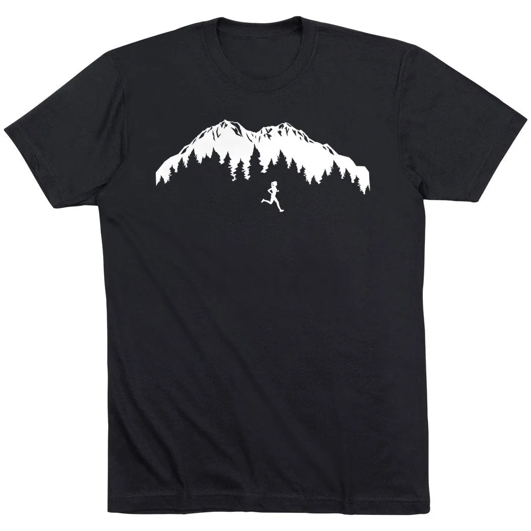 Cozy Layering Running Short Sleeve T-Shirt - Trail Runner in the Mountains