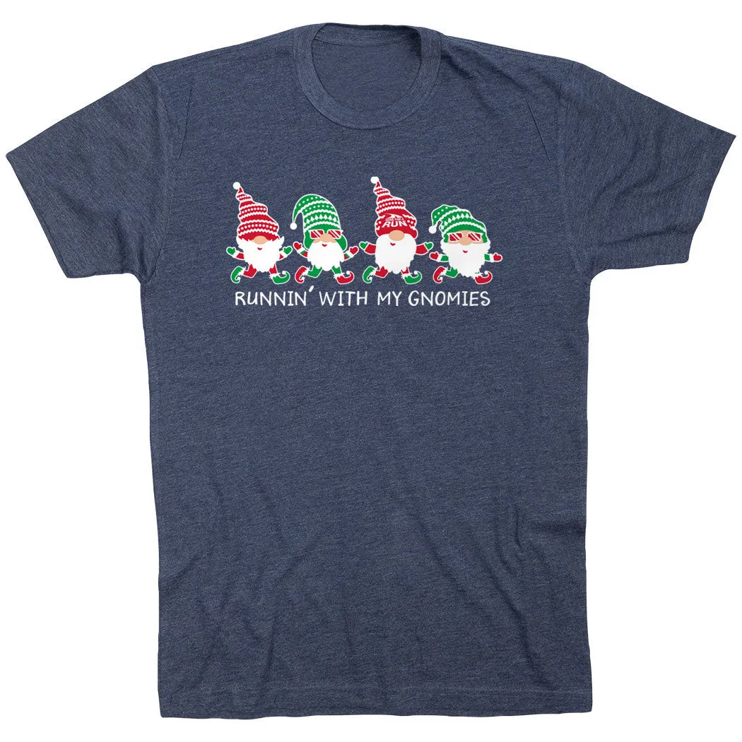 Leisure Wear Running Short Sleeve T-Shirt - Runnin' With My Gnomies?? - Christmas