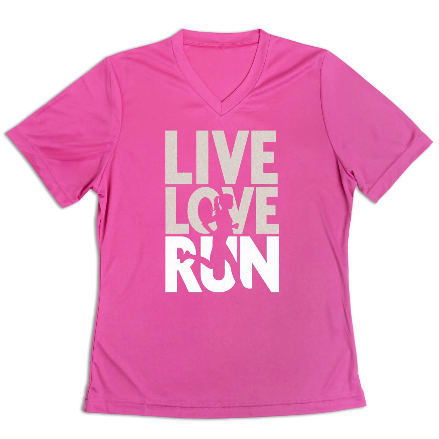 Women's Short Sleeve Tech Tee - Live Love Run Silhouette Modern Casual