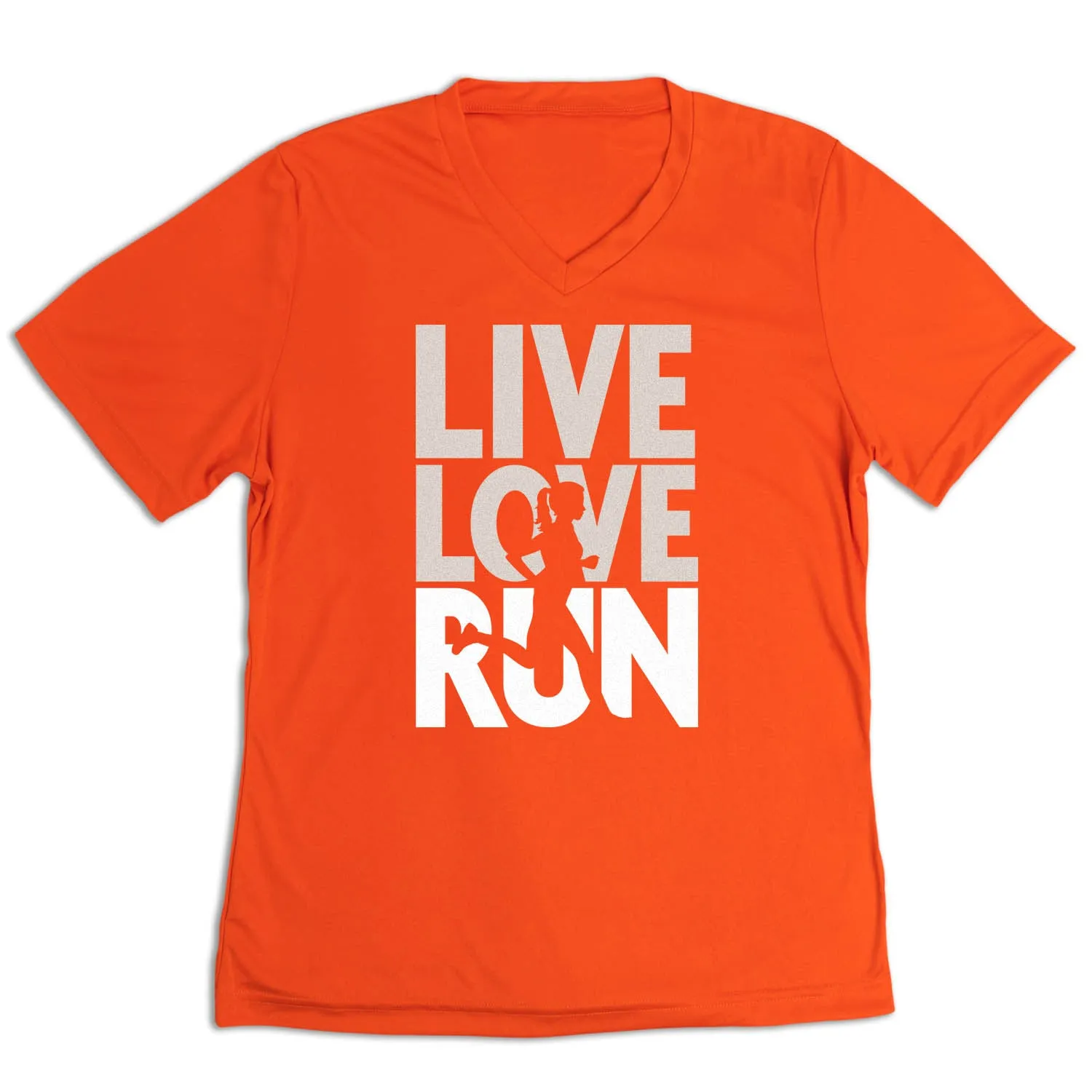 Casual Choice Durable Collar Construction Women's Short Sleeve Tech Tee - Live Love Run Silhouette