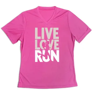 Women's Short Sleeve Tech Tee - Live Love Run Silhouette Modern Casual