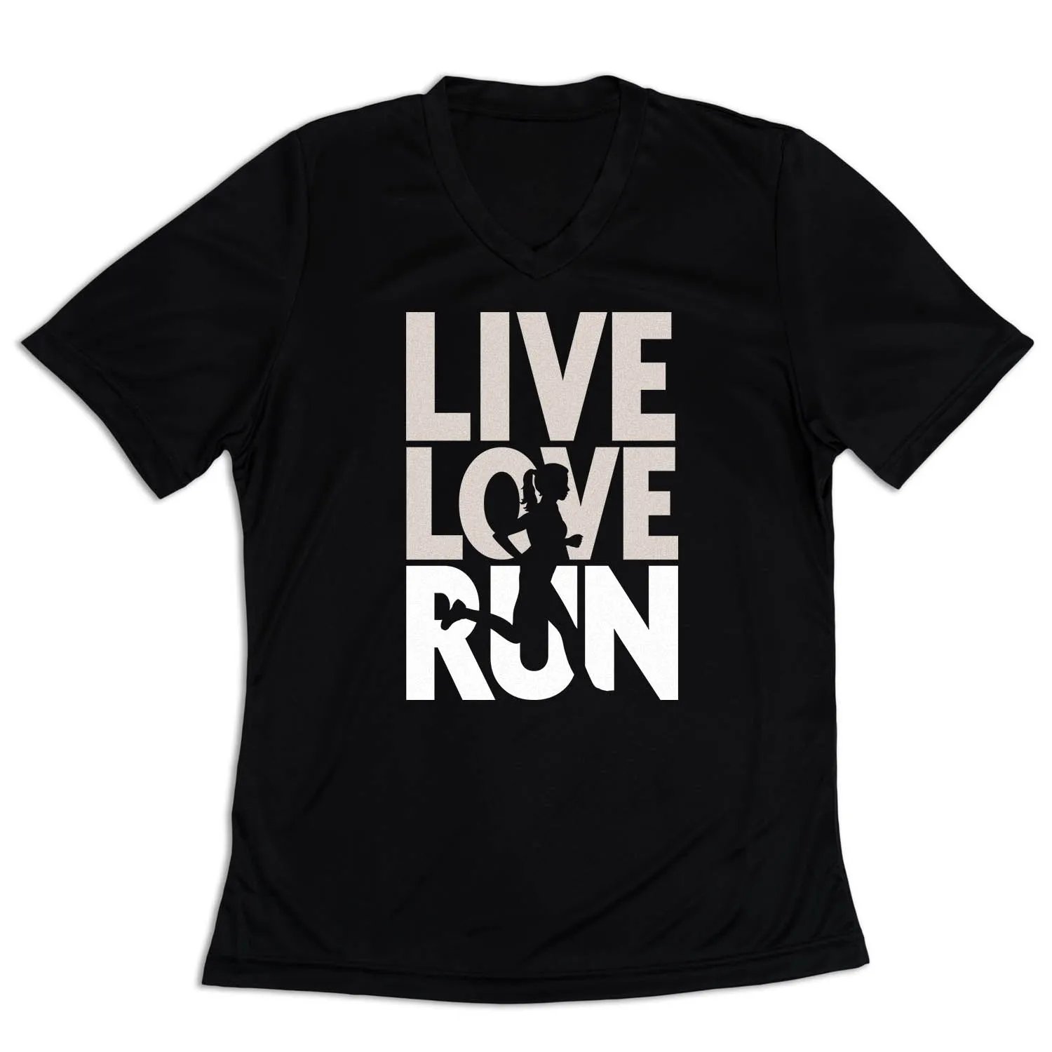 Women's Short Sleeve Tech Tee - Live Love Run Silhouette Daily Casual