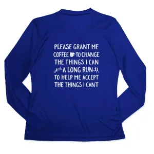 Light Style Women's Long Sleeve Tech Tee - Please Grant Me Coffee