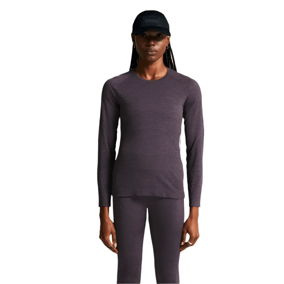 Craft Women's Core Dry Active Comfort Long Sleeved in Dark Plum SS25 Anti Static Finish Floral Print