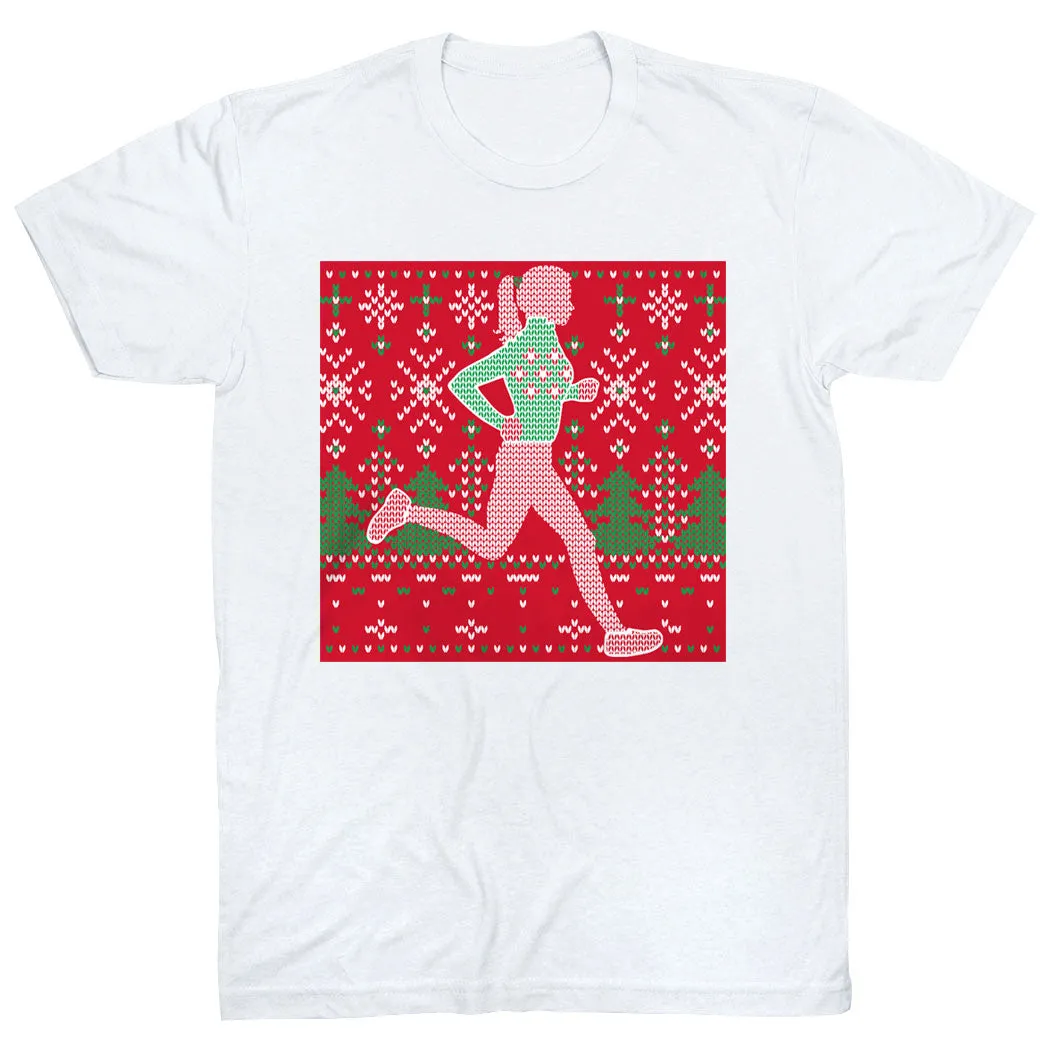 ZeroDistressFinish All Day Wear Running Short Sleeve T-Shirt - Christmas Sweater