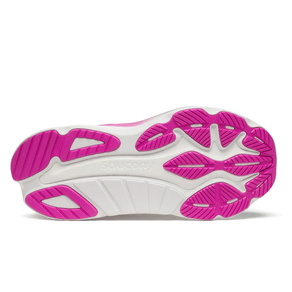 Saucony Women's Hurricane 24 Running Shoes in Navy/Fuchsia SS25 Flexible Rocker Sole Enhanced Heel Cup