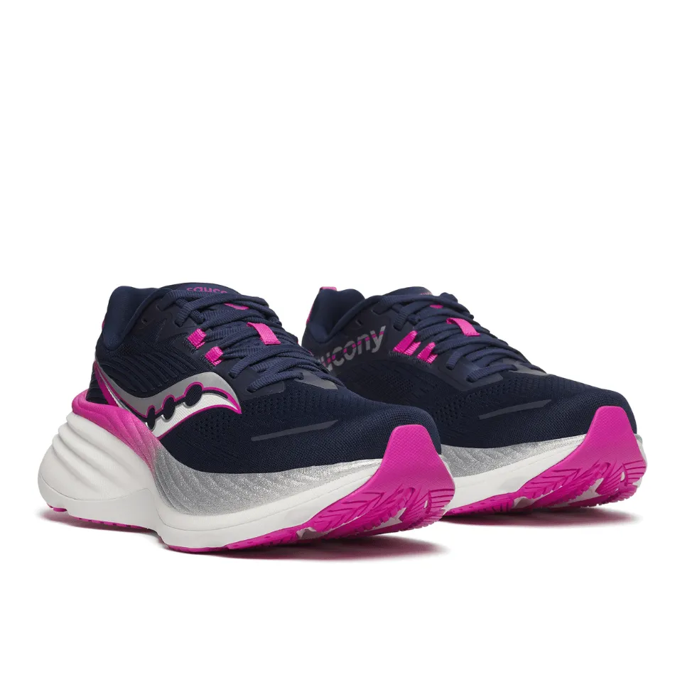Wicking shock - dispersion shoes Saucony Women's Hurricane 24 Running Shoes in Navy/Fuchsia SS25