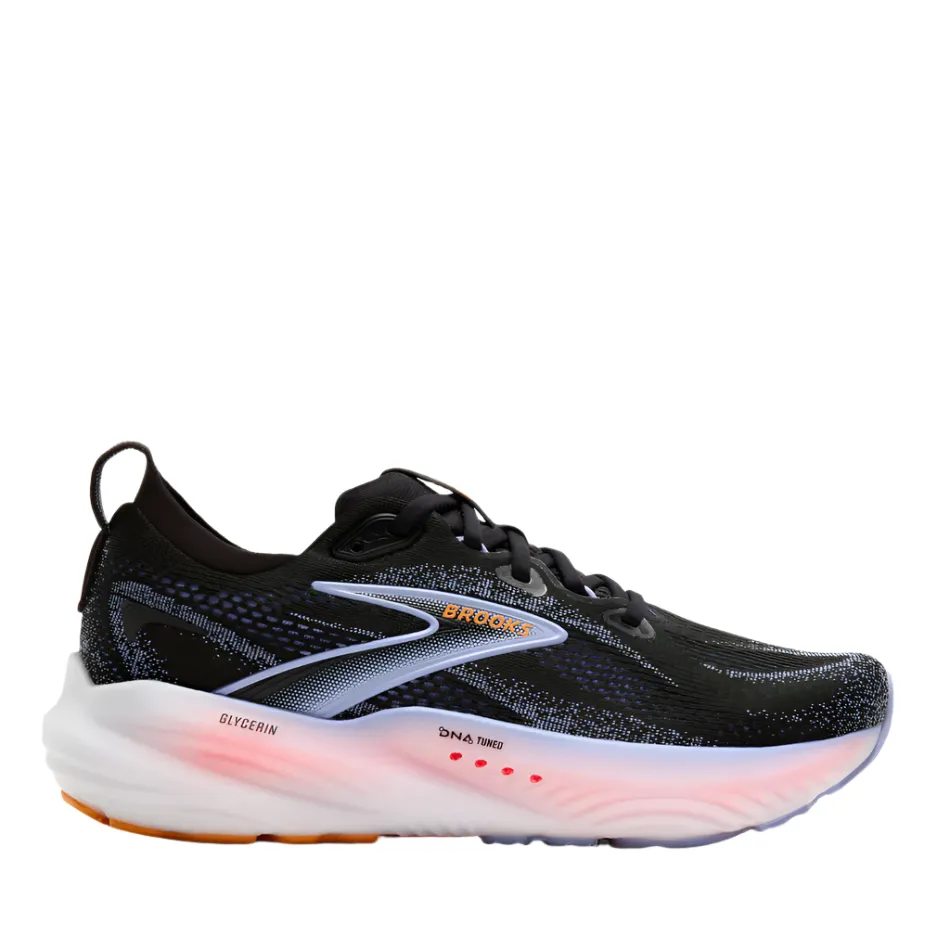 Brooks Women's Glycerin 22 Running Shoes in Black/Blue Heron/Orange AW25 Dynamic Flex Notches