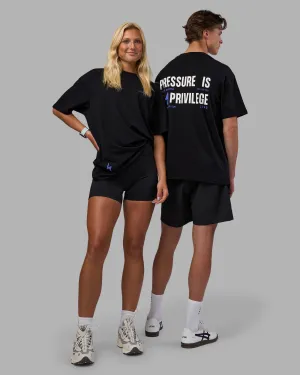 Pressure is a Privilege FLXCotton Oversized Tee - Black-Power Cobalt Quick Fit