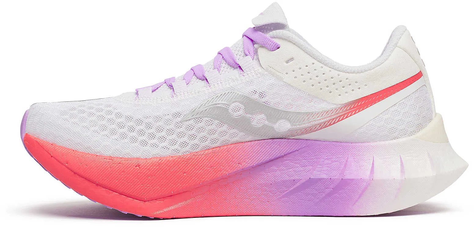 Engineered Knit Impact Diffusion Technology Saucony Endorphin Pro 4 Womens Running Shoes - White