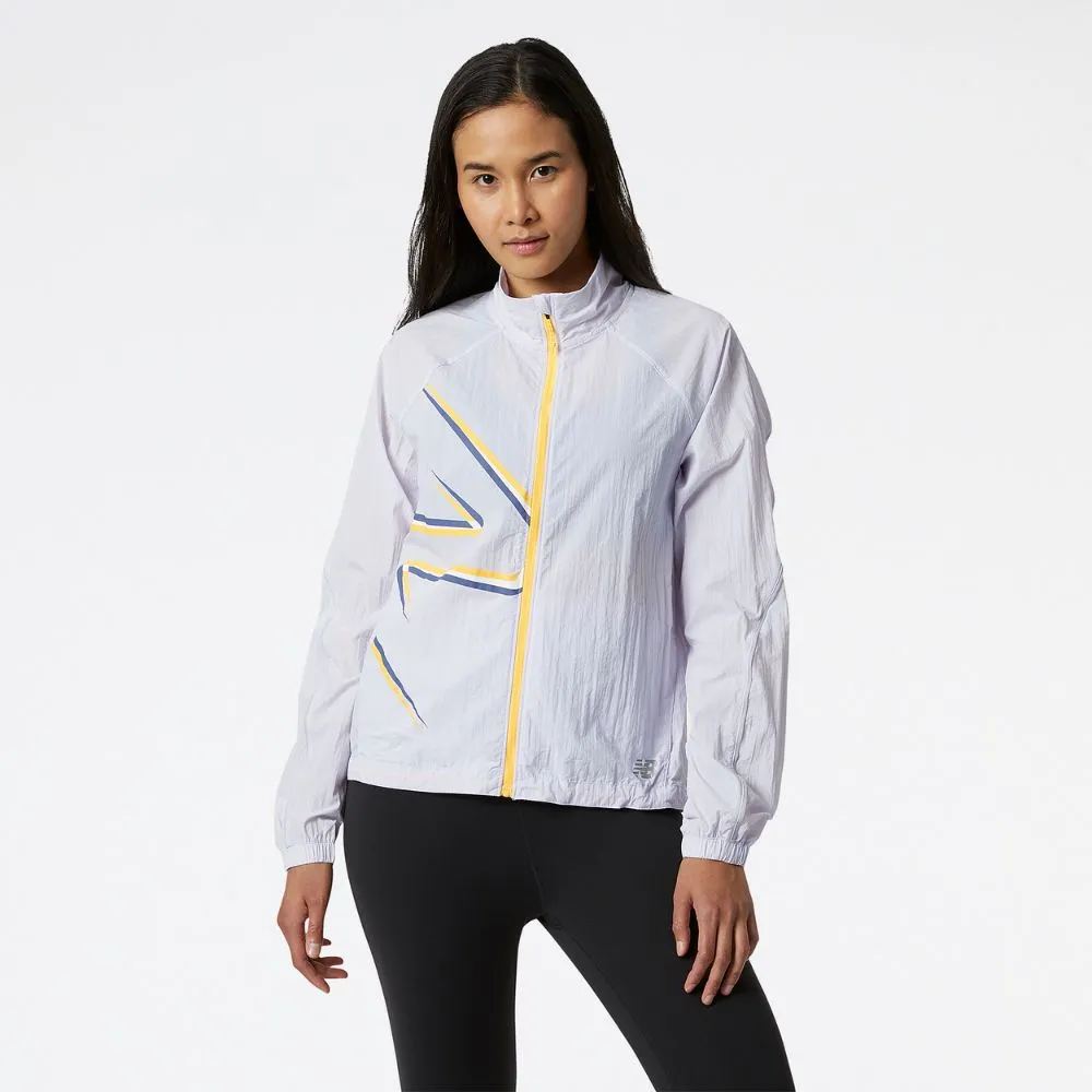 New Balance Women's Printed Impact Run Light Pack Jacket Optimize Soft Texture