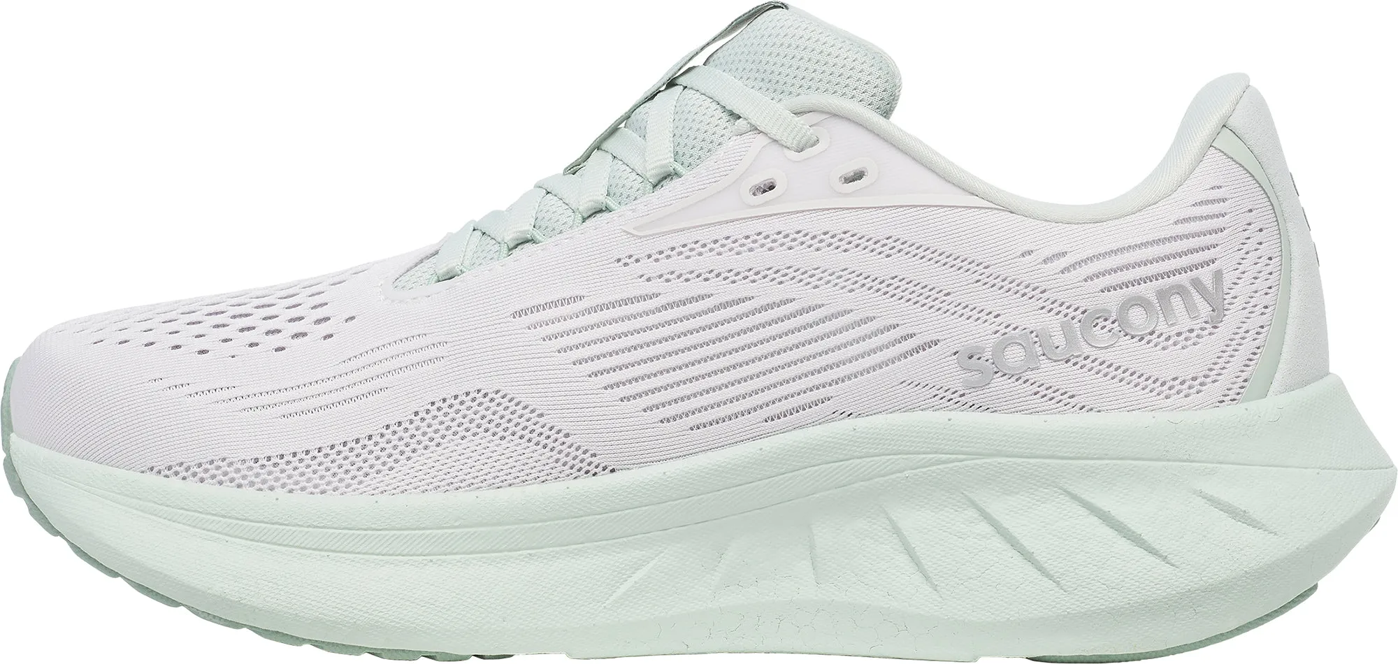 Saucony Ride 18 Womens Running Shoes - Grey Airflow Mesh Panels asphalt running shoes