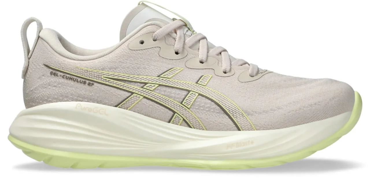 Responsive Support tennis - court running shoes Women's GEL-Cumulus 27 WIDE (250 - Mineral Beige/Huddle Yellow)