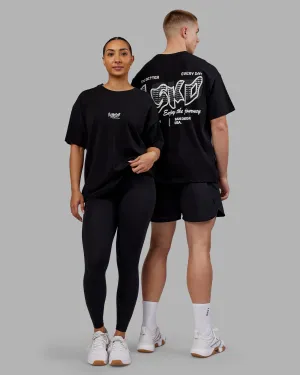 Cozy Wear Design LowImpactDye Time's Up Heavyweight Oversized Tee - Black-White