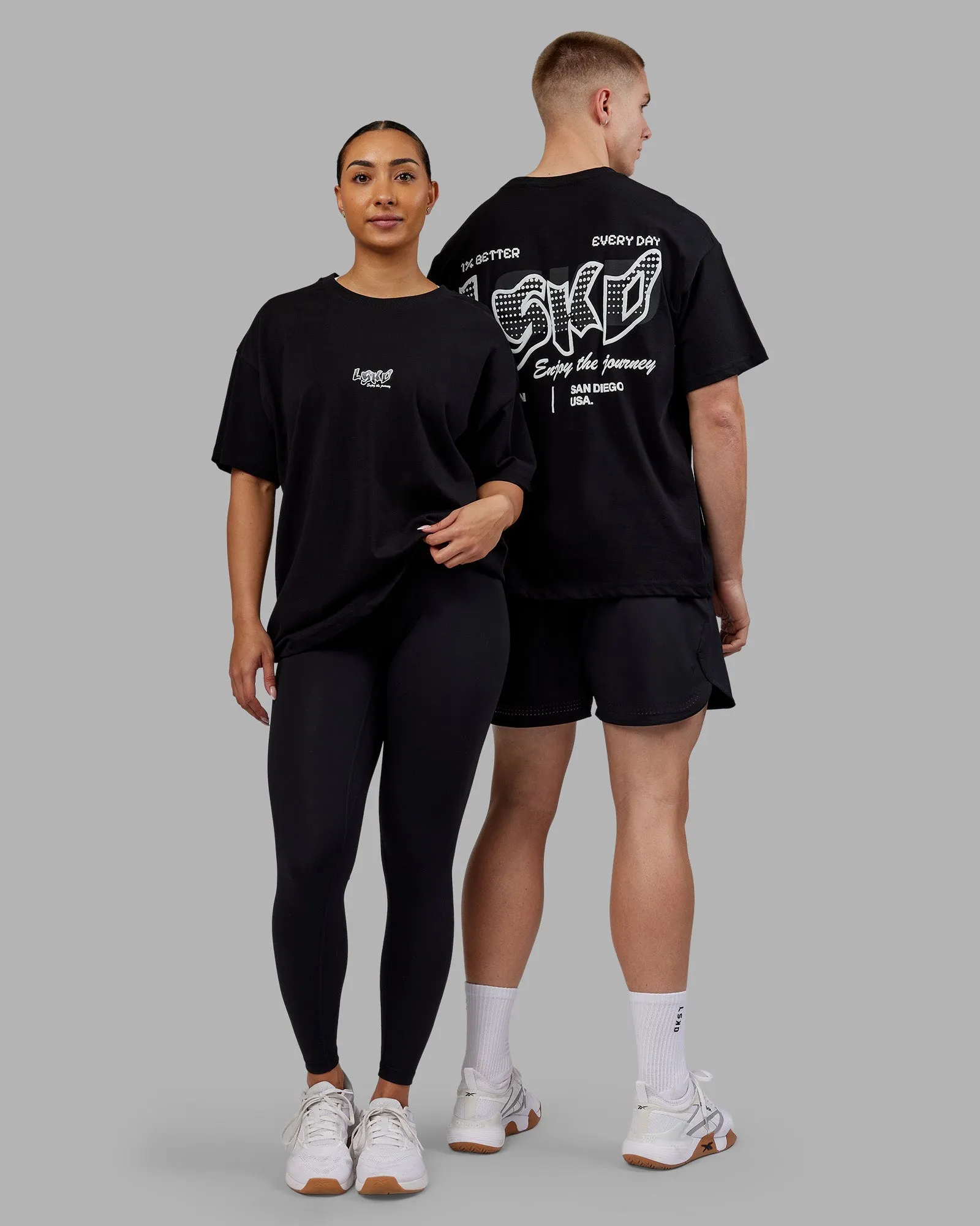 Beachwear Sports Outfit Time's Up Heavyweight Oversized Tee - Black-White