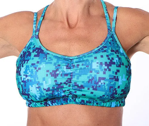 Body Adaptive Fabric Smooth Texture Seacamp Camo Strappy Top Sports Bra