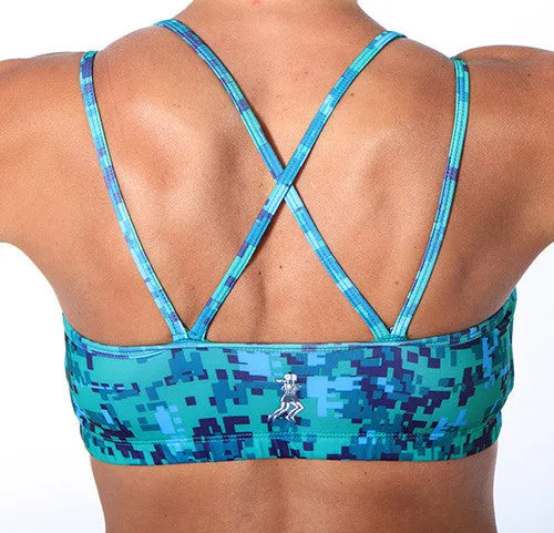 Seacamp Camo Strappy Top Sports Bra Chest support Drawstring closure seams