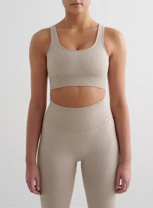 Beige Ribbed Seamless Bra Dance studio students Non Restrictive Movement