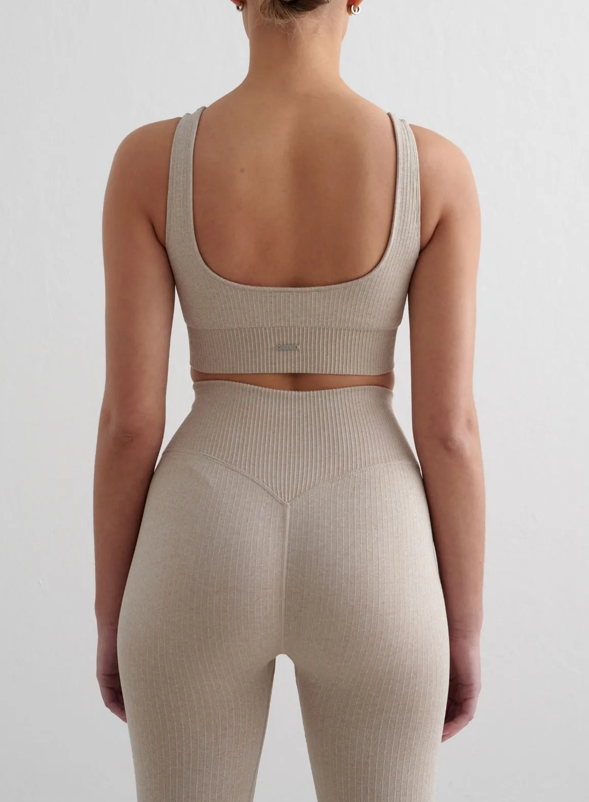 Non-Irritating Band Beige Ribbed Seamless Bra