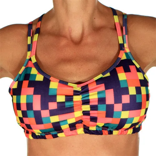 Colorblock Strappy Top Sports Bra All-Day Fabric