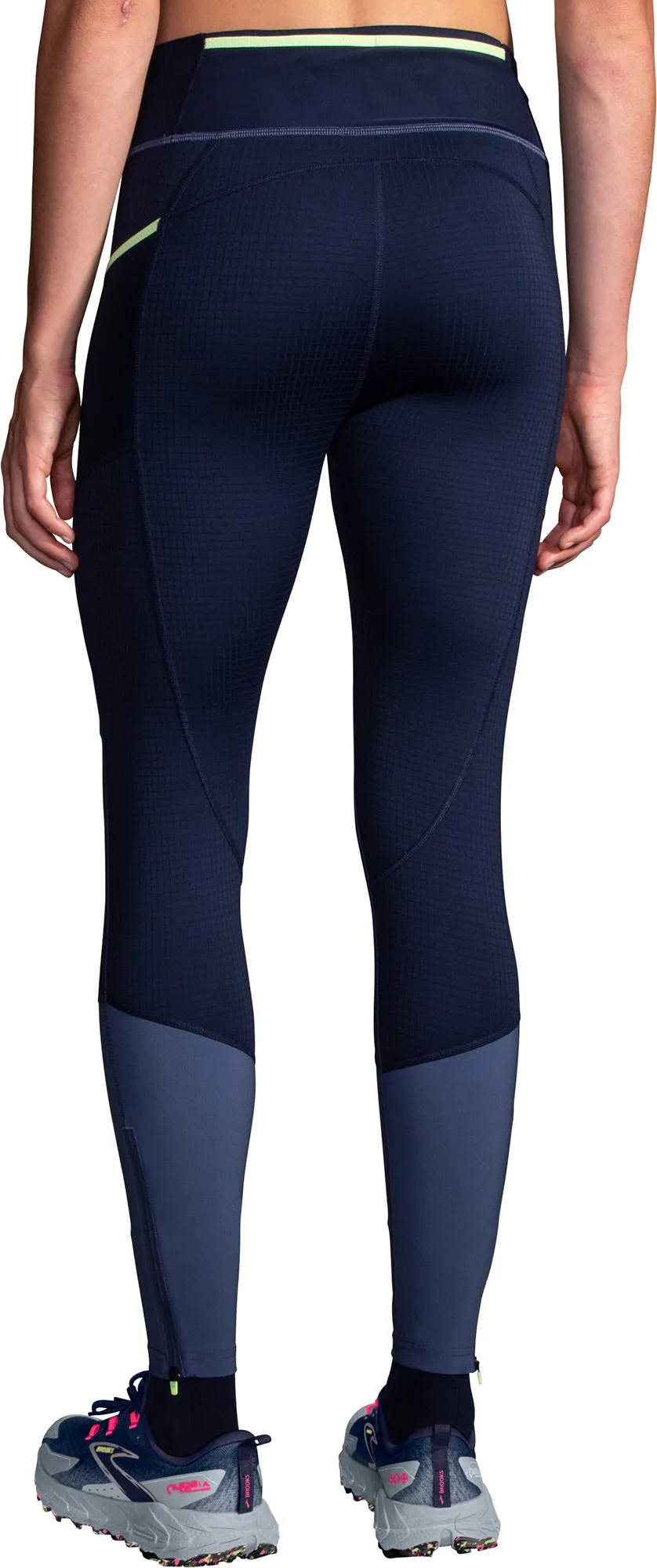 Brooks High Point Womens Long Running Tights - Blue Airport Travel Beginner Level Moisture Wicking All Ages