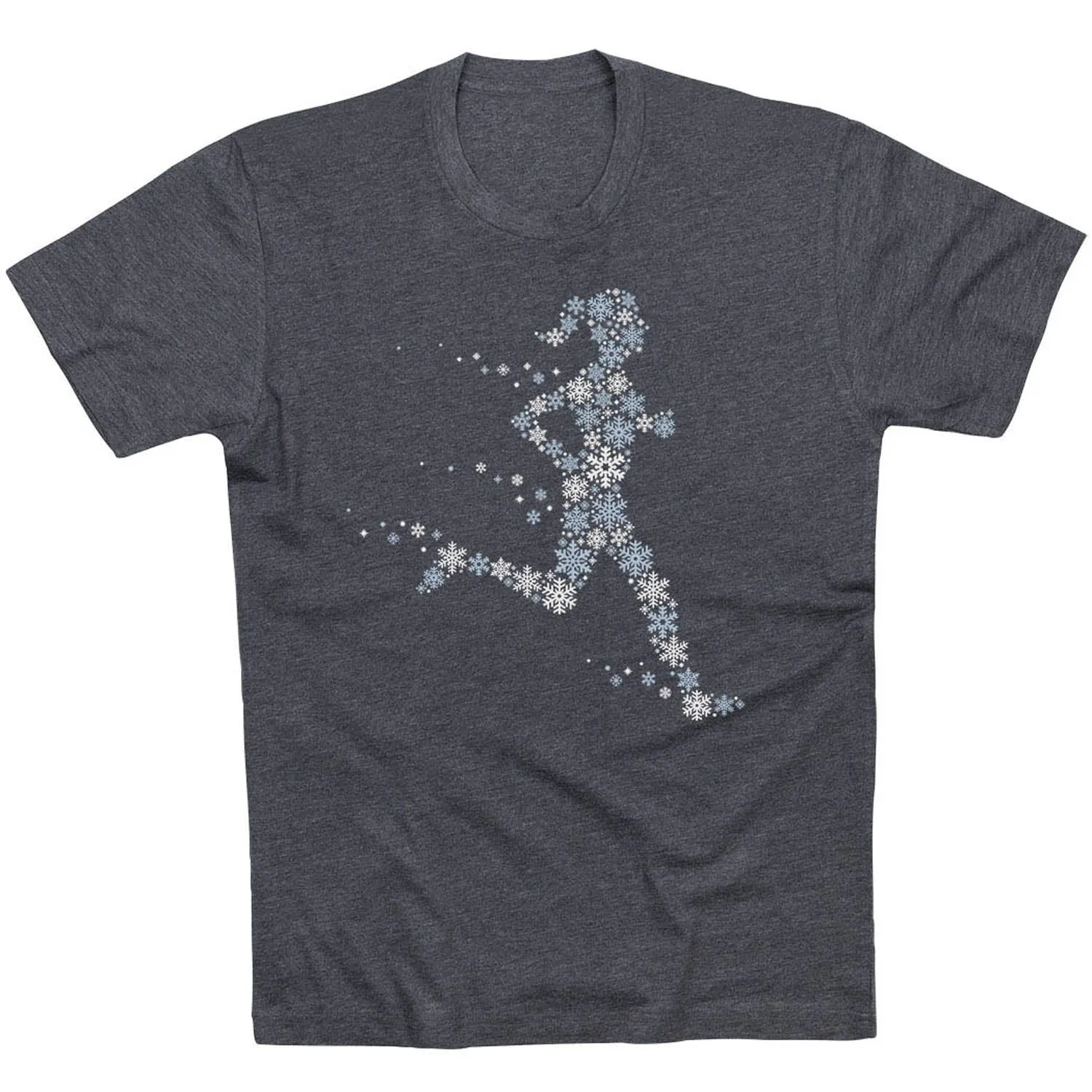 Running Short Sleeve T-Shirt - Winter Runner Girl Denim combination Relaxed Wearable