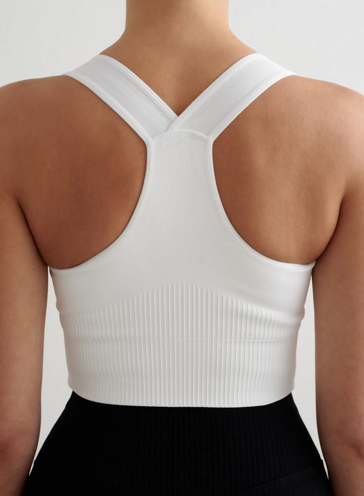 Soft Jersey White High Support Ribbed Bra
