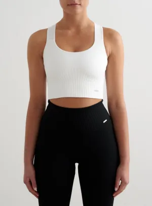 Seamless Structure White High Support Ribbed Bra