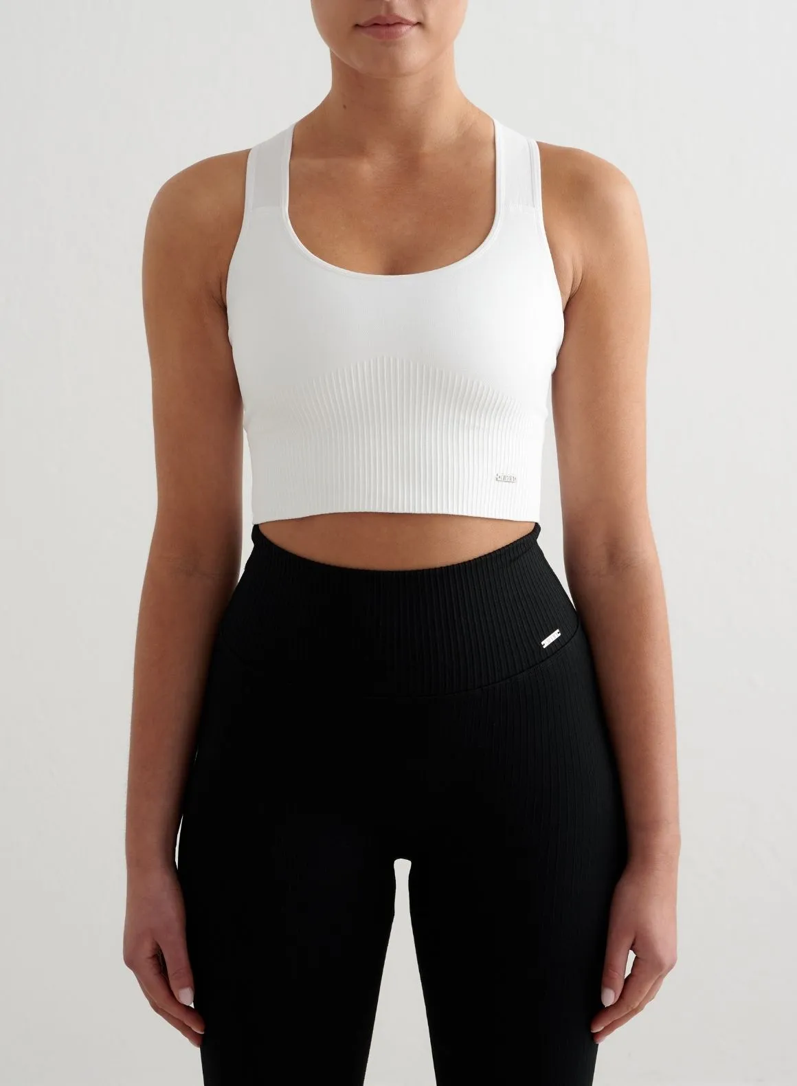 Seamless Structure White High Support Ribbed Bra