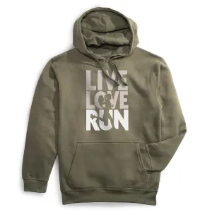 NonRestrictiveCut HighNeckStyle Statement Fleece Hoodie -  Live Love Run Silhouette