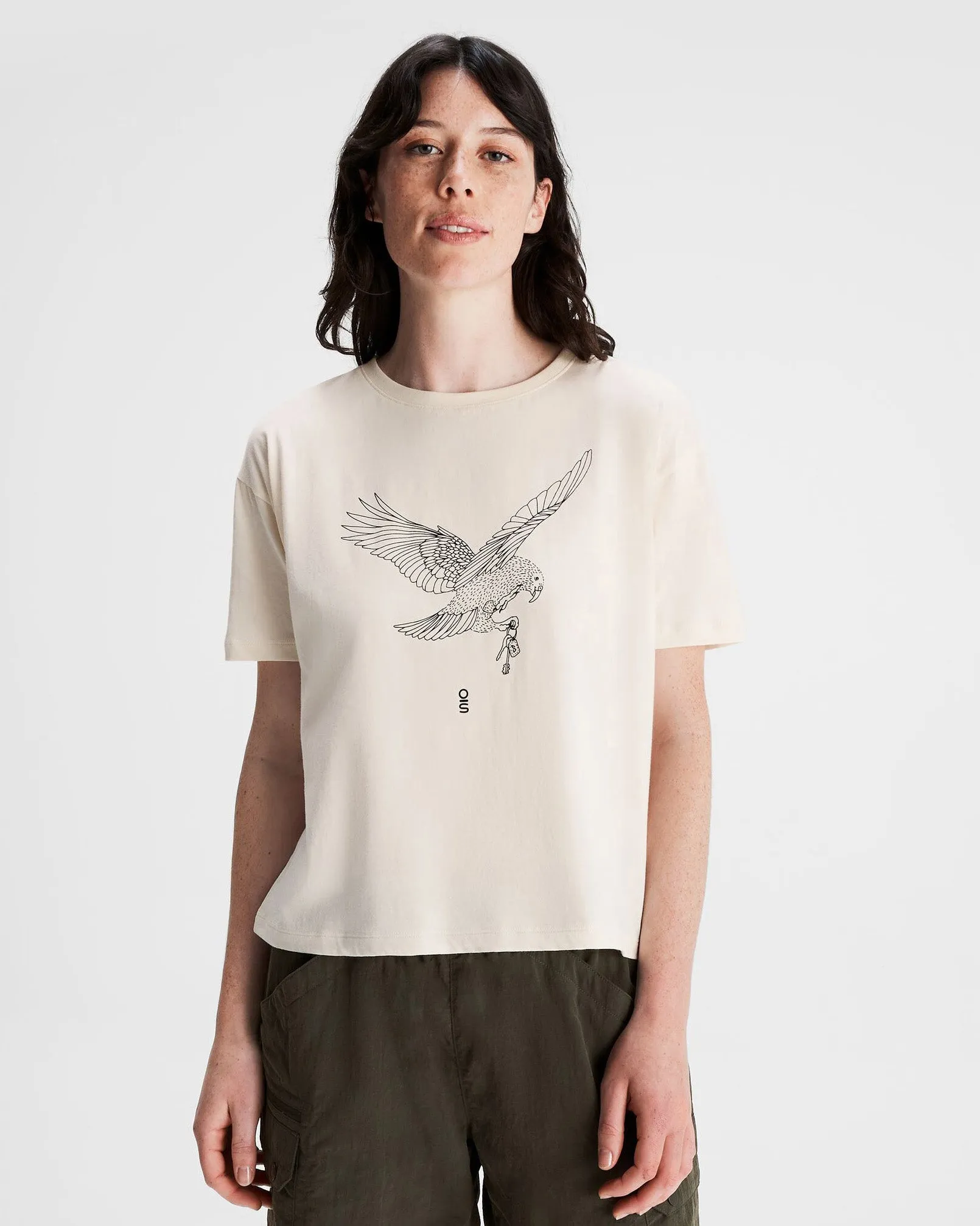 Women's O.Smither Organic Cotton T-shirt - Natural Embroidered