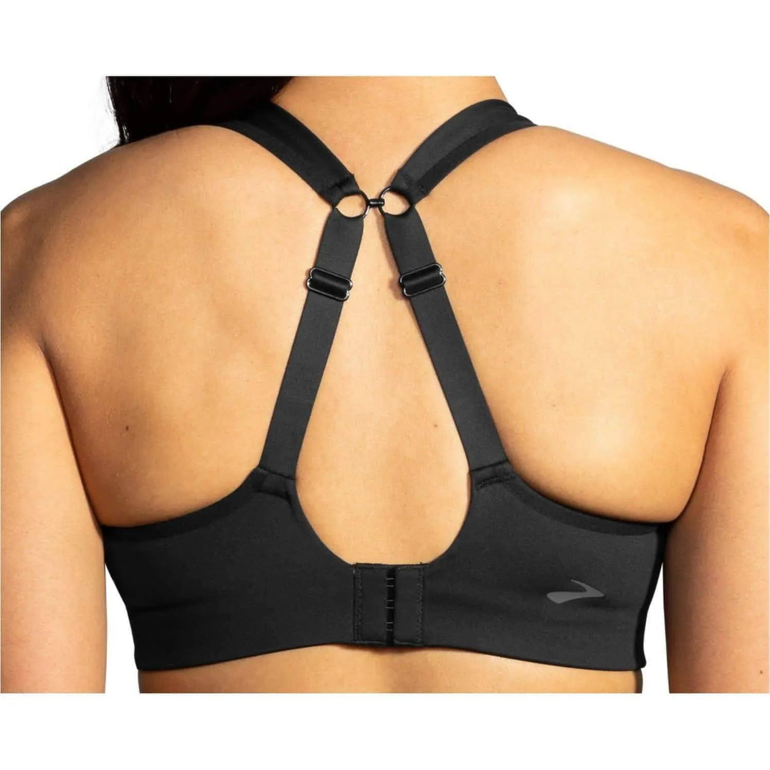 Velcro closure seams performance enhancement Brooks Drive Convertible Run Womens Sports Bra - Black