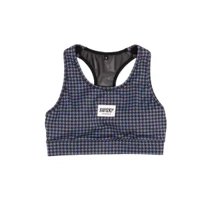 Breathable Structure Customizable seams Women's Houndstooth Combat Sports Bra - Blue AOP