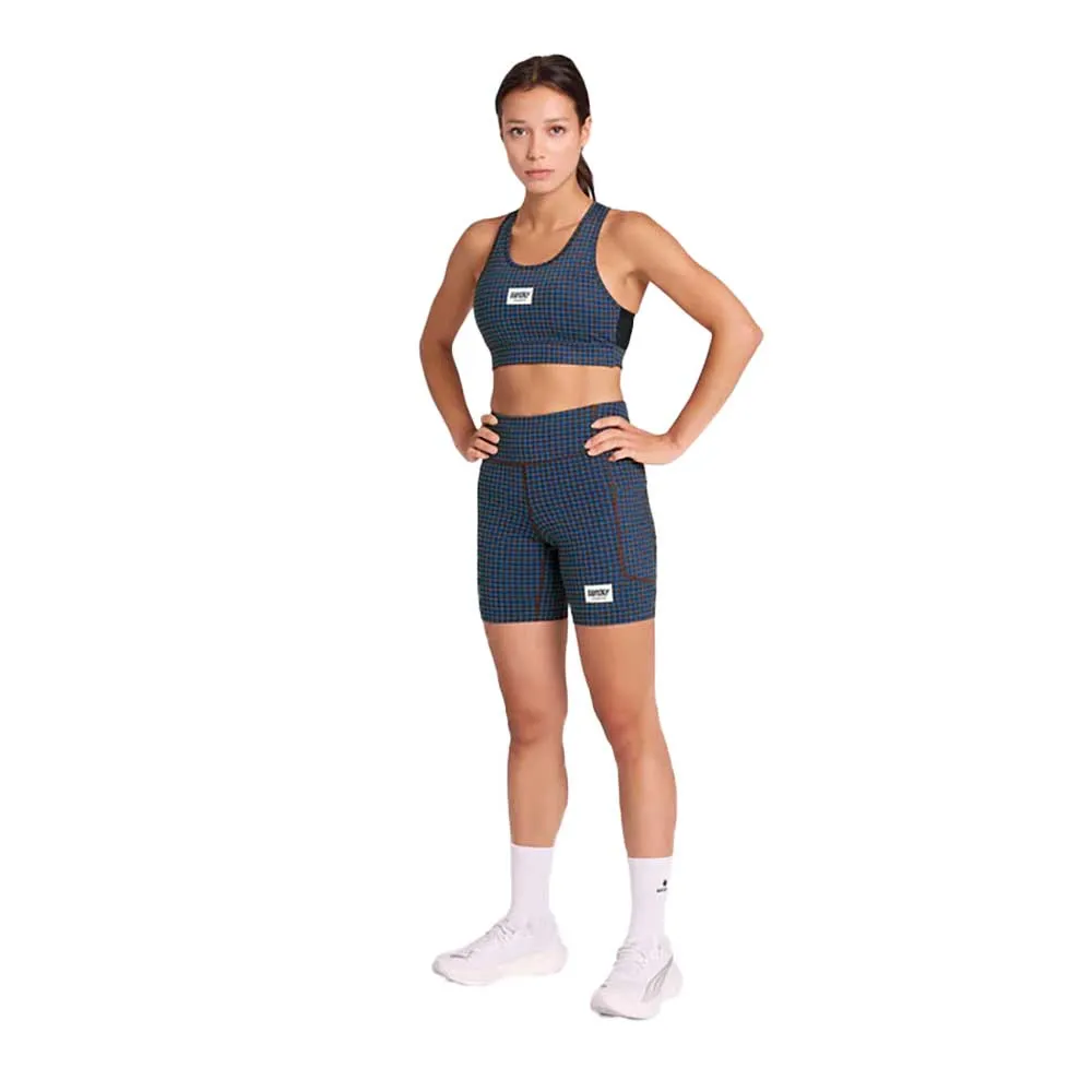 Solid sports outfit Women's Houndstooth Combat Sports Bra - Blue AOP