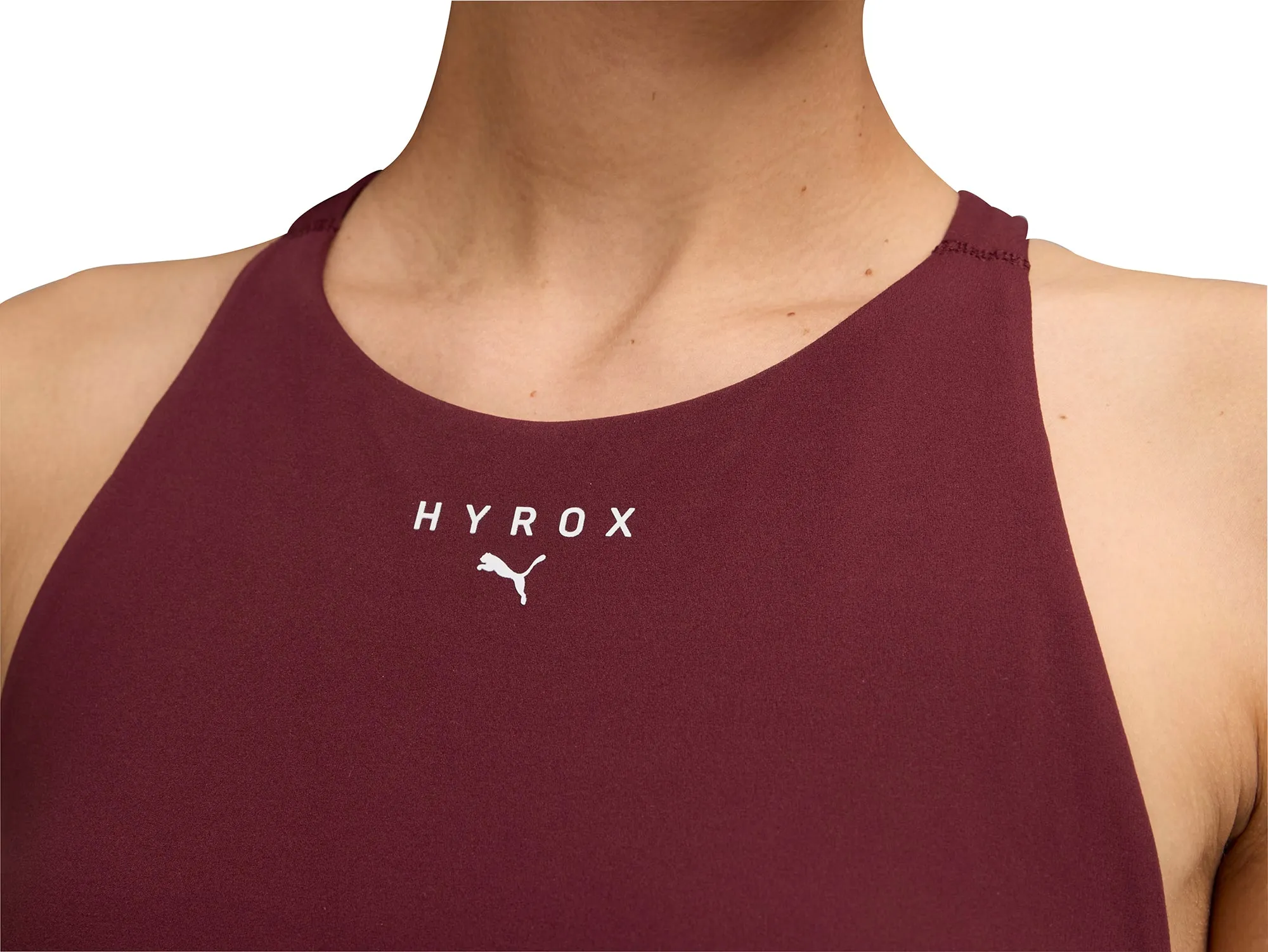 Size range seams Versatile Comfort Puma X HYROX Shape Luxe High Neck Womens Sports Bra - Red