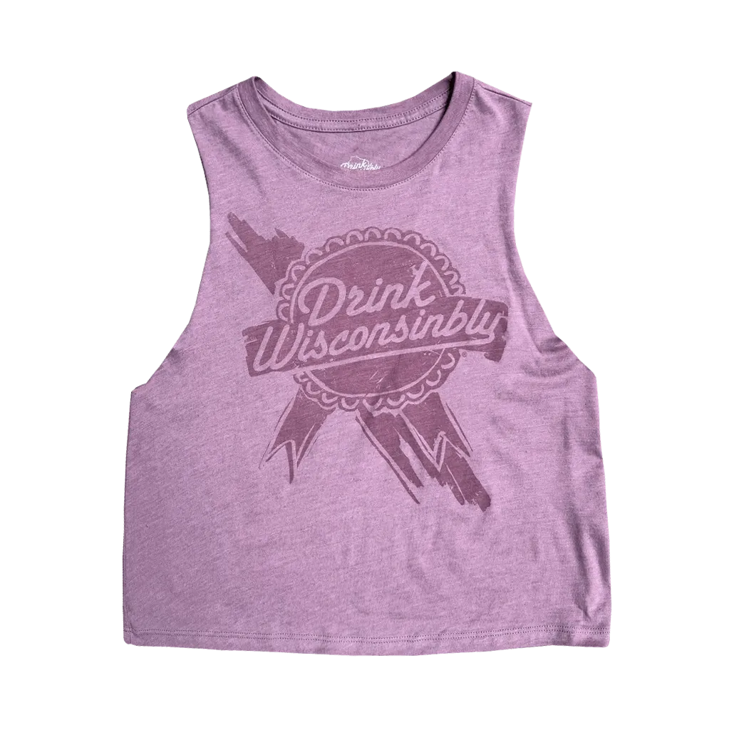 Women's Orchid Cropped Racerback "Retro Ribbon" Tank Top Entry - level Free Move