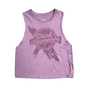 Women's Orchid Cropped Racerback "Retro Ribbon" Tank Top Entry - level Free Move