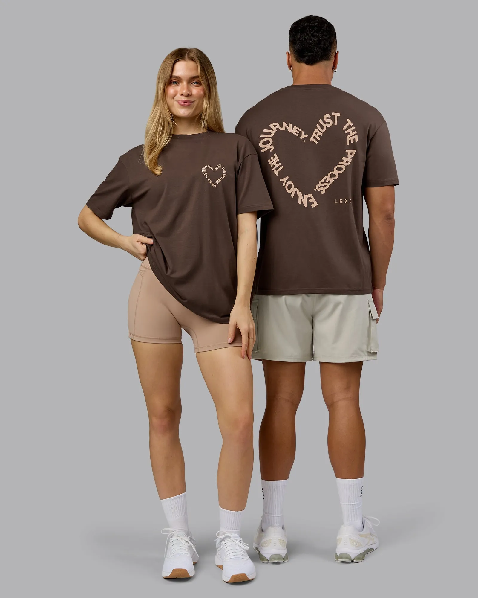 Flattering Fit Love The Process FLXCotton Oversize Tee - Chocolate Martini-Warm Smoke