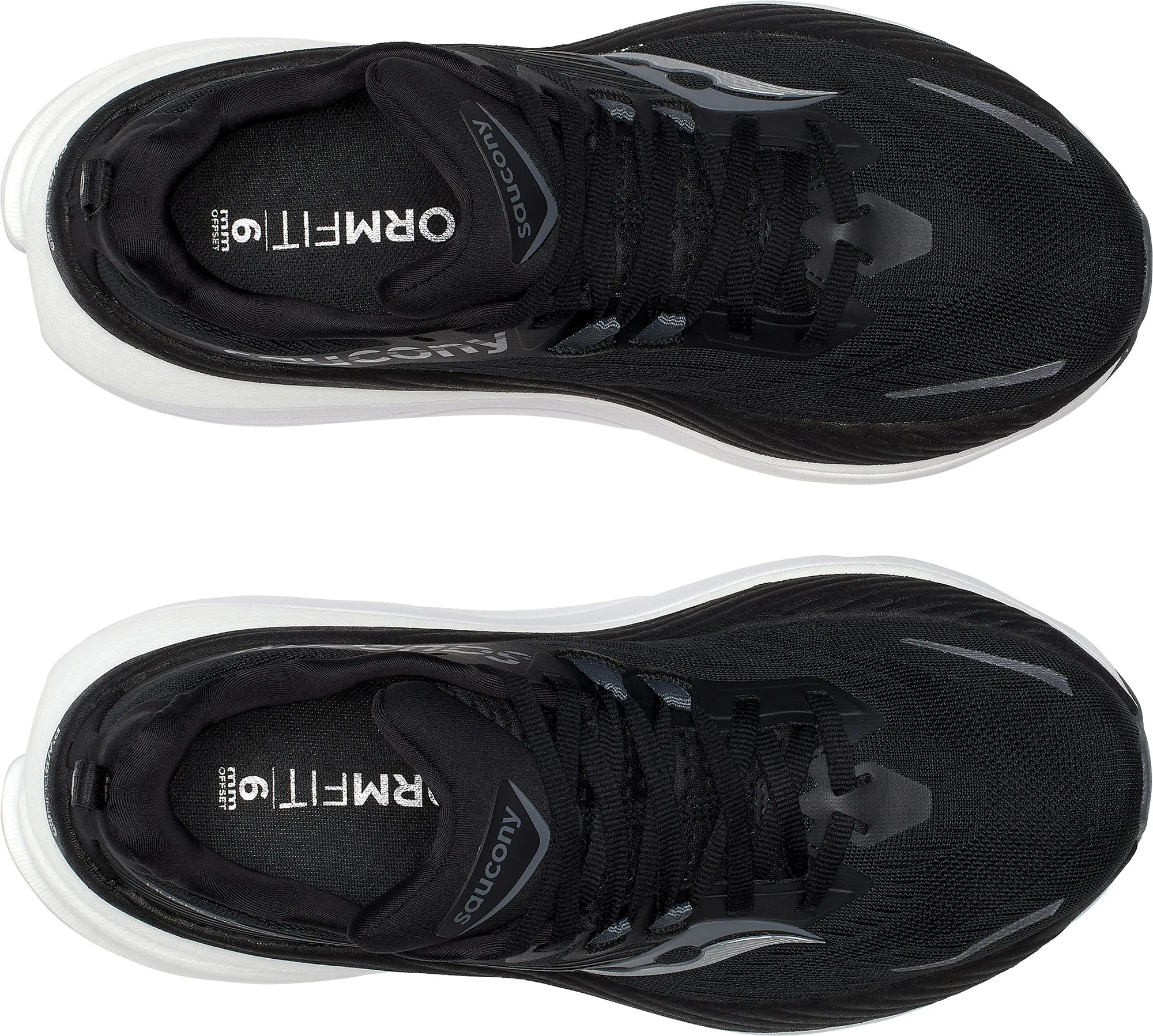 marathon readiness Saucony Hurricane 24 WIDE FIT Womens Running Shoes - Black