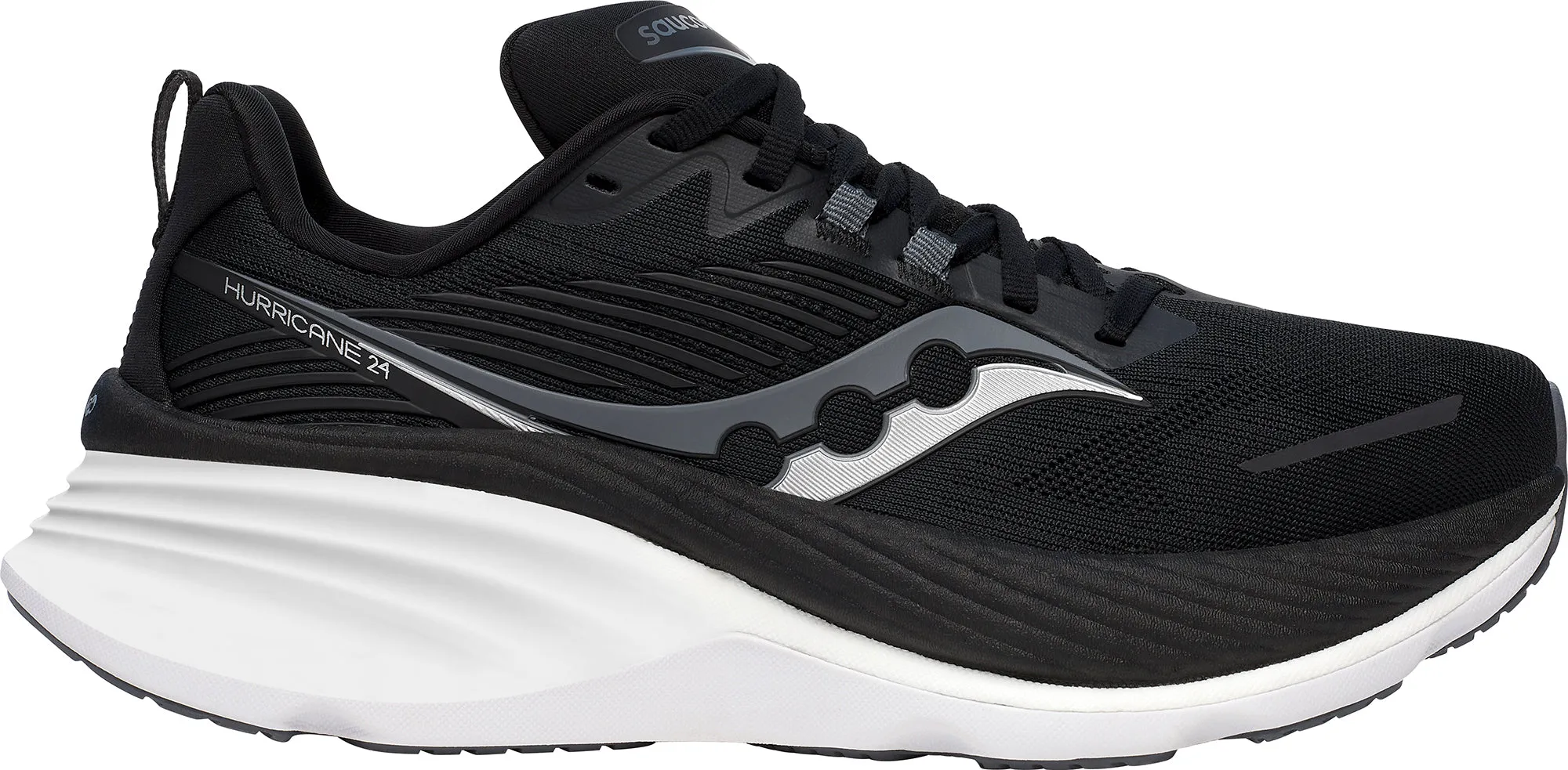 Saucony Hurricane 24 WIDE FIT Womens Running Shoes - Black Bounce Recovery Foam running shoes for athletes