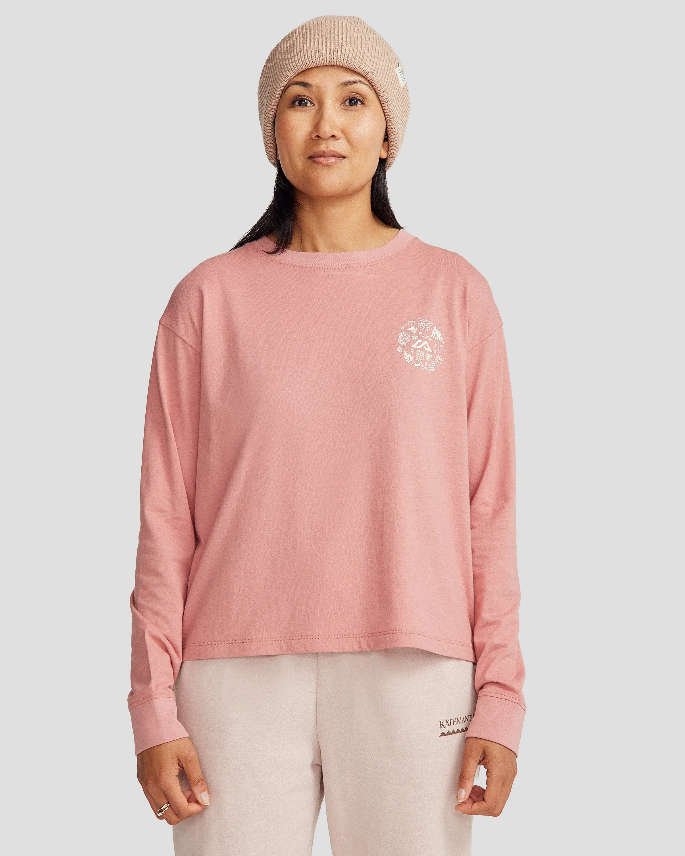 Women's Nature Icons Organic Cotton Long Sleeve T-shirt - Light Clay Casual Comfort Wear