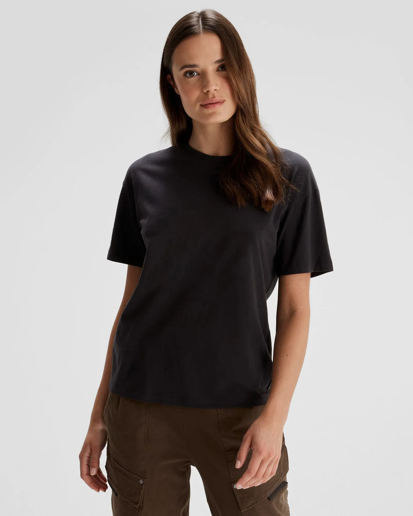 Women's Solid Organic Cotton T-Shirt - Black Stingray Relaxed Wear
